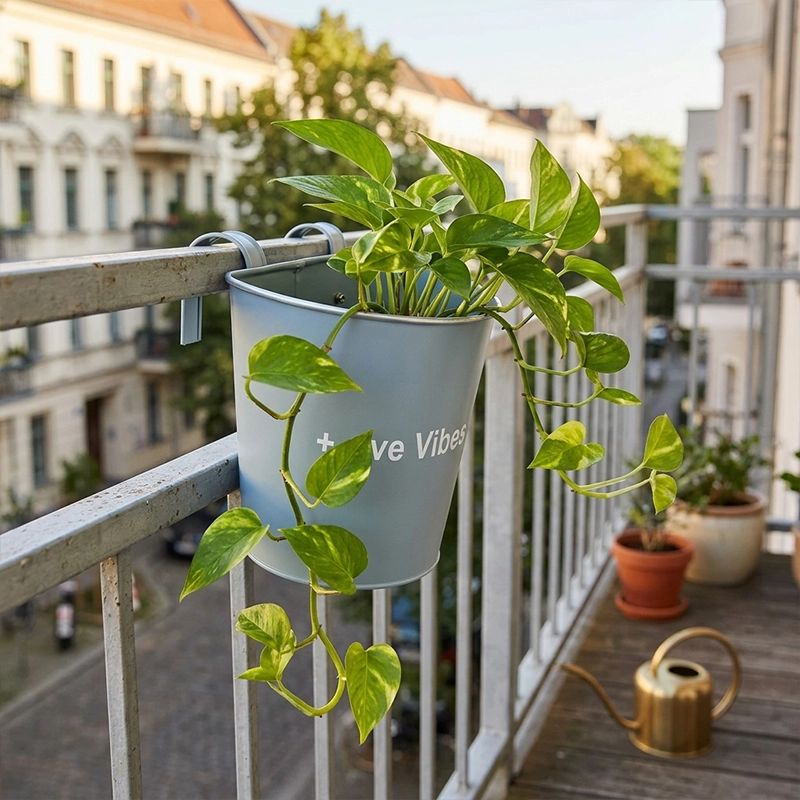 7" Metal Railing Hanging Planter