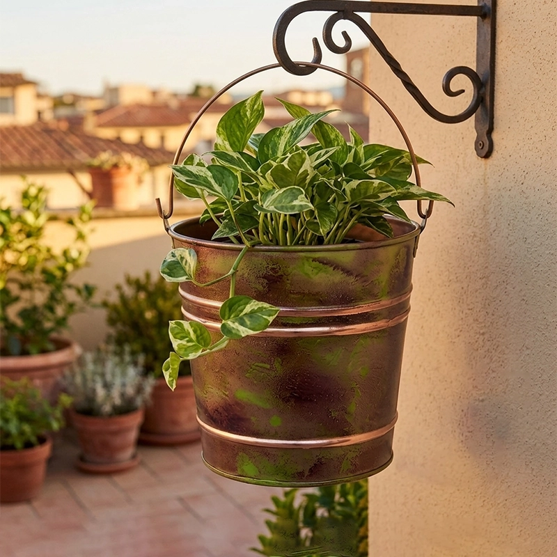 Vintage Metal Bucket Planter